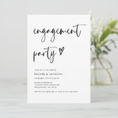 Moderne minimalistische Script Engagement Party Kaart (Staand voorkant)