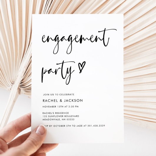 Moderne minimalistische Script Engagement Party Kaart