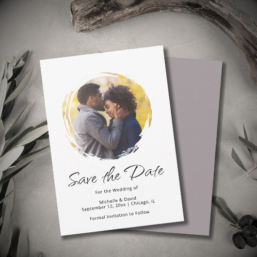 Moderne minimalistische script foto Boho bruiloft Save The Date