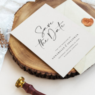 Moderne minimalistische script foto eenvoudige tro save the date