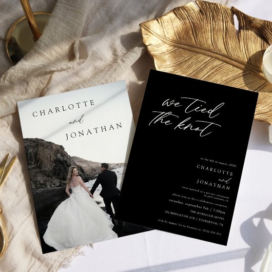 Moderne Minimalistische Script Foto Elopement Trou Kaart