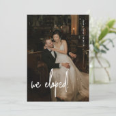 Moderne Minimalistische Script Foto Trouw Elopemen Aankondiging (Staand voorkant)
