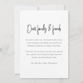 Moderne Minimalistische Script Foto Trouw Elopemen Aankondiging (Achterkant)