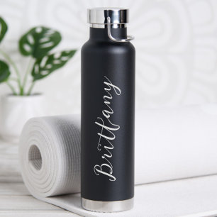 Moderne Minimalistische Script Gepersonaliseerd Waterfles