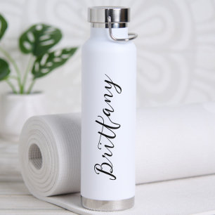 Moderne Minimalistische Script Gepersonaliseerd Waterfles