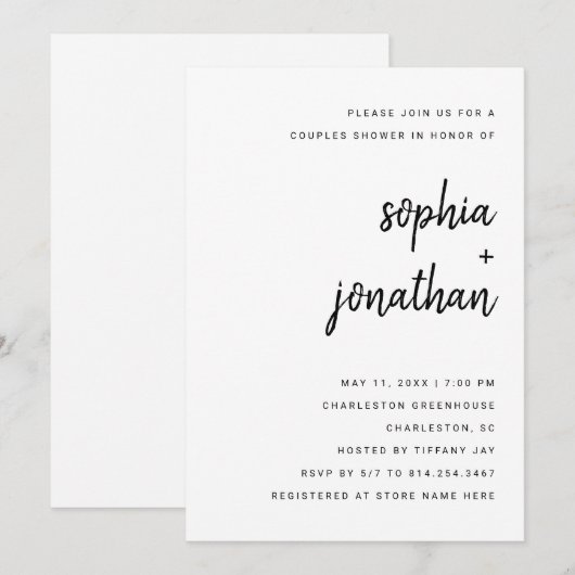 Moderne minimalistische script | Koppels Bruisfees Kaart (Voorkant / Achterkant)