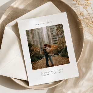 Moderne Minimalistische Script Over Foto Bruiloft Save The Date