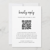 Moderne Minimalistische Script | QR Code RSVP Trou Kaart (Achterkant)