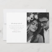 Moderne, minimalistische scriptbruiloft bedankkaart (Achterkant)