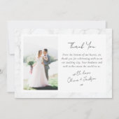 Moderne, minimalistische scriptbruiloft bedankkaart (Achterkant)