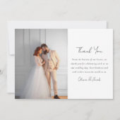 Moderne, minimalistische scriptbruiloft bedankkaart (Achterkant)