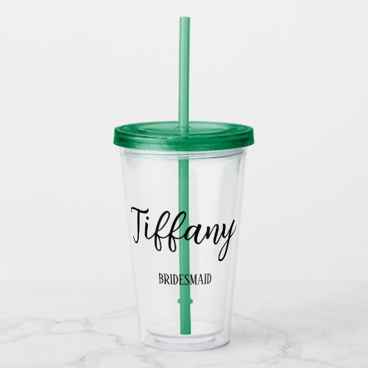 Moderne minimalistische scriptnaam Bachelorette Fa Acryl Drinkbeker (Voorkant)