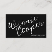 Moderne minimalistische scriptnaam Zwart Wit Visitekaartje (Voorkant)