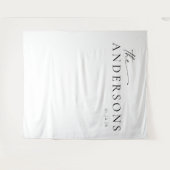 Moderne Minimalistische Scriptuur Trouwfoto Achter Wandkleed (Voorkant (horizontaal))