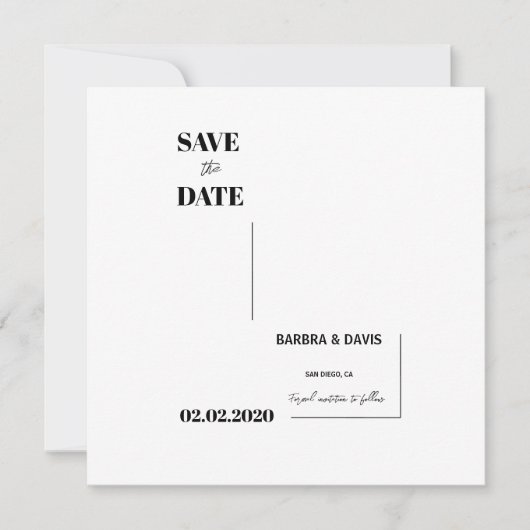 Moderne Minimalistische Silhouette Bruiloft Twee Save The Date (Voorkant)