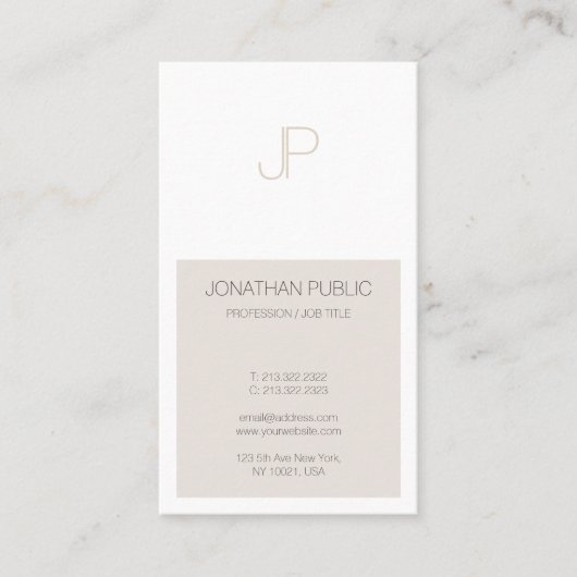 Moderne minimalistische Sjabloon van het Monogram Visitekaartje (Voorkant)