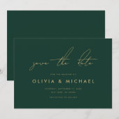 Moderne minimalistische smaragd bruiloft Save the Date (Voorkant / Achterkant)