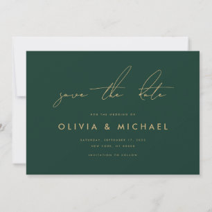 Moderne minimalistische smaragd bruiloft Save the  Date