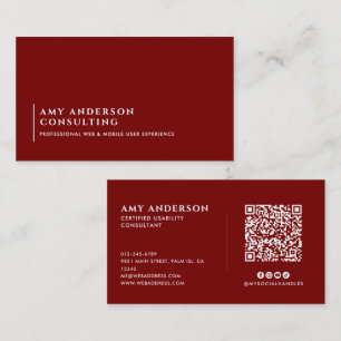 Moderne Minimalistische Socials & QR Code Visitekaartje