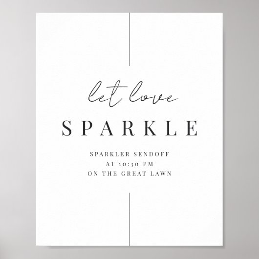 Moderne minimalistische Sparkler Sendoff trouwbord Poster (Voorkant)