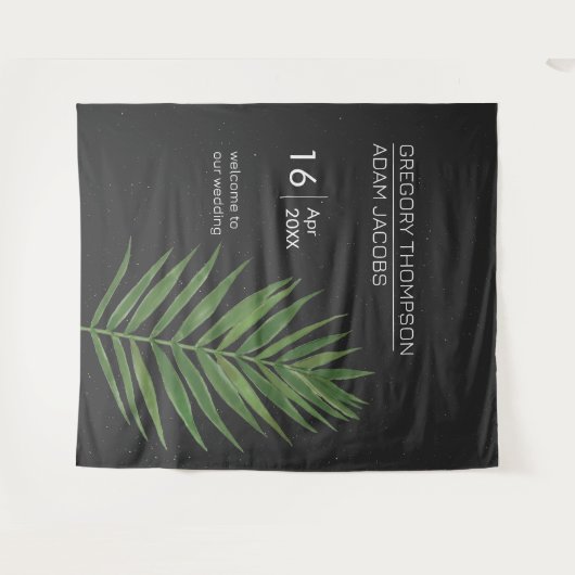 Moderne Minimalistische Sterrennacht & Strand Palm Wandkleed (Voorkant (horizontaal))