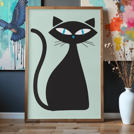 Moderne Minimalistische Stijlvolle Retro Atoom Zwa Poster