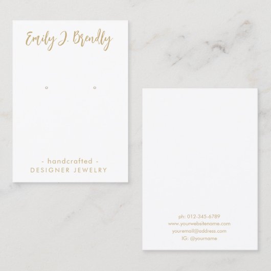 Moderne minimalistische stijlvolle sieraden oorbel visitekaartje (Voorkant / Achterkant)