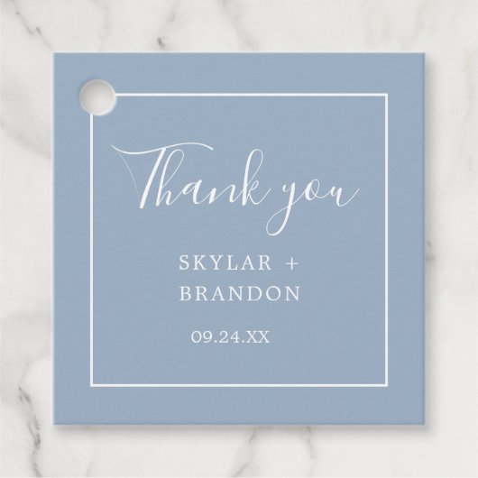 Moderne Minimalistische Stofblauwe Dank Je Bedankjes Labels (Voorkant)
