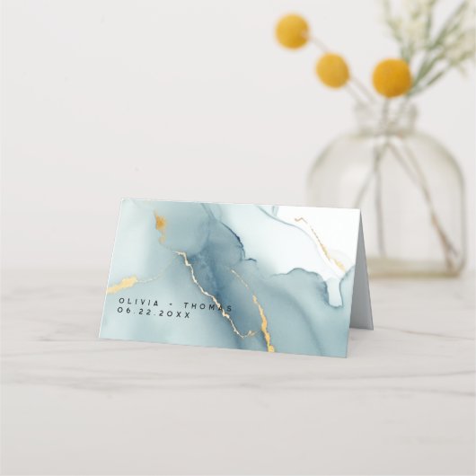 Moderne minimalistische stoffige blauwe script str (Achterkant)