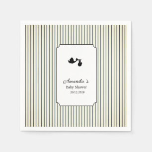 Moderne & Minimalistische Strepen Ooievaar Baby Sh Servet
