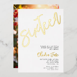 Moderne minimalistische Sweet 16 foto uitnodiging
