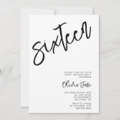 Moderne minimalistische Sweet 16 foto uitnodiging (Achterkant)