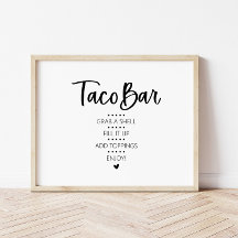 Moderne minimalistische Taco Bar Fiesta Sign