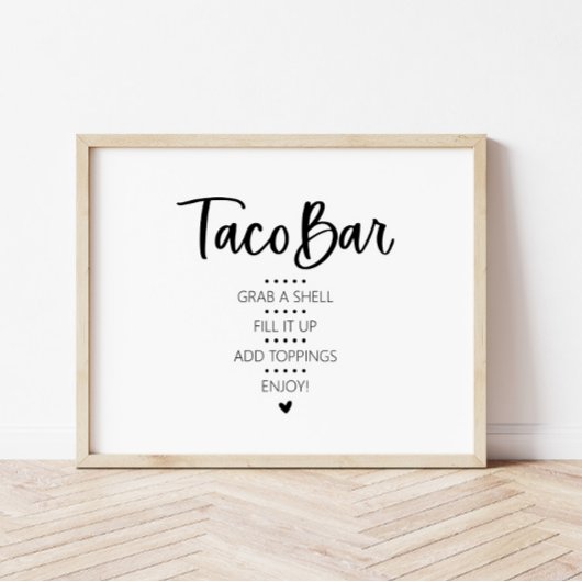 Moderne minimalistische Taco Bar Fiesta Sign Poster