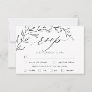 Moderne minimalistische tak blad bruiloft maaltijd RSVP kaartje