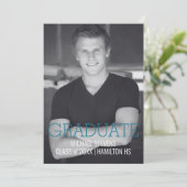 Moderne Minimalistische Teal Art Deco Afstudeerfee Aankondiging (Staand voorkant)