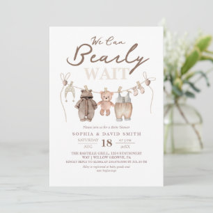 Moderne & Minimalistische Teddybeer Baby Shower Kaart