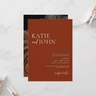Moderne Minimalistische Terracotta Boho Bruiloft Kaart