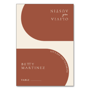 Moderne minimalistische terracotta boog bruiloft g kaart