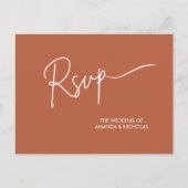 Moderne minimalistische terracotta witte bruiloft  briefkaart (Voorkant)