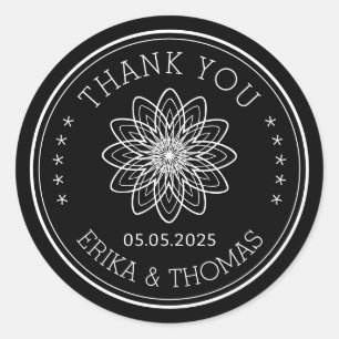 Moderne minimalistische Thank You-lijn kunst Bloem Ronde Sticker