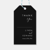 Moderne minimalistische traditionele zwarte bruilo cadeaulabel (Voorkant)