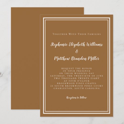 Moderne Minimalistische Trendy Rustic Bruine Chic  Kaart (Voorkant / Achterkant)