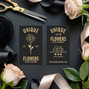 Moderne minimalistische trendy zwart gouden rozen visitekaartje