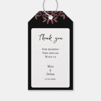 Moderne minimalistische trouw met bloem zwart cade cadeaulabel
