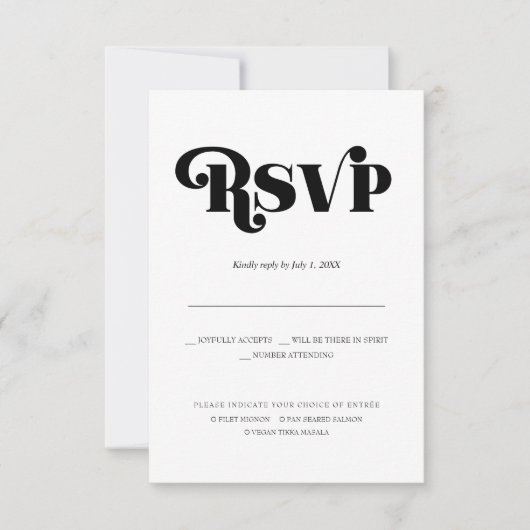 Moderne Minimalistische Trouw-RSvp | 70s-Typografi Aankondiging (Voorkant)