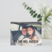 Moderne Minimalistische Trouwaankondiging - Zwart Aankondigingskaart (Staand voorkant)