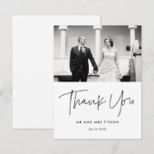 Moderne, minimalistische trouwfoto bedankkaart (Voorkant / Achterkant)