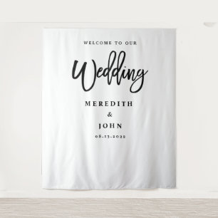 Moderne Minimalistische Trouwfoto Booth Achtergron Wandkleed