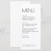Moderne Minimalistische Trouwkaart. Eenvoudige Sch Menu (Voorkant / Achterkant)